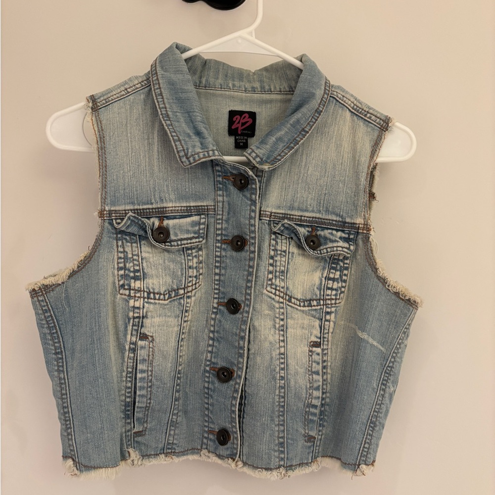 Bebe Light Blue Denim Vest